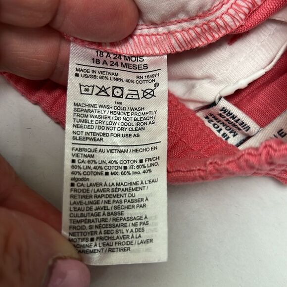 Janie and Jack 100048903 Linen-Cotton Pull-On Short - pink coral size 12-18 m - Picture 10 of 13